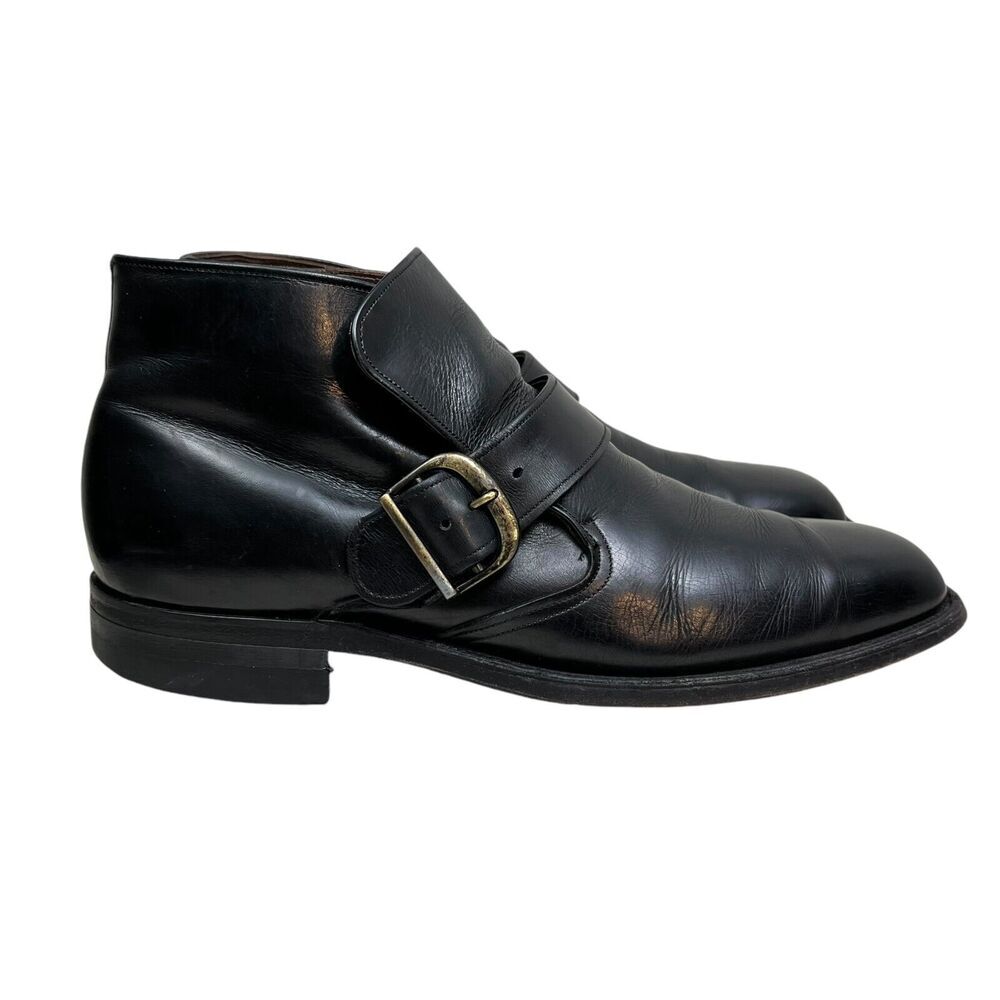 Foot So Port Mens Supreme Boots Black Leather Monk Buckle Strap‎ Size 8.5
